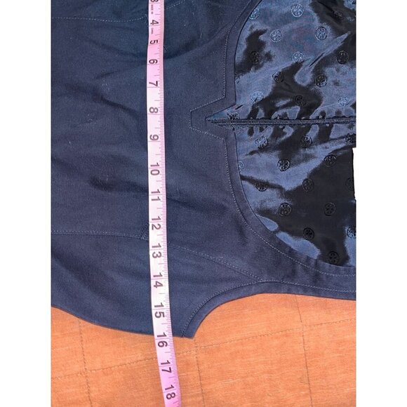 Tory Burch Navy Sleeveless Sheath Dress With Gold Button Accents & Back Zipper C - Picture 5 of 8